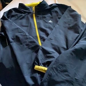 Navy and yellow rain suit by adidas Clima Proof